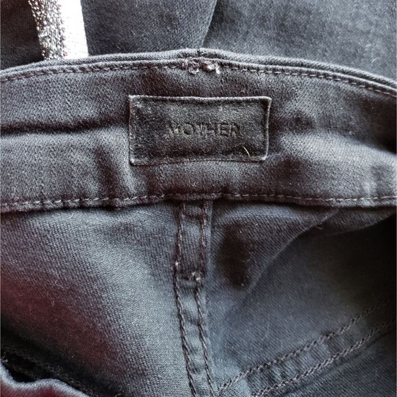 Mother High Waist Looker Ankle Fray Guilty Glitter Racer Skinny Jeans Black - Picture 9 of 13